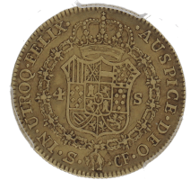 Moneda Carlos III 4 Escudos Oro 1775 Sevilla CF