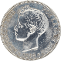 Moneda Alfonso XIII 5 Pesetas Plata 1899 SGV 25,03 g