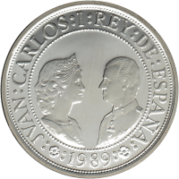 Moneda Juan Carlos I 2000 Pesetas Plata 1989 27 g