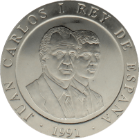 Moneda Juan Carlos I 2000 Pesetas Plata 1990 27 g