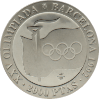Moneda Juan Carlos I 2000 Pesetas Plata 1990 27 g