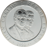 Moneda Juan Carlos I 2000 Pesetas Plata 1990 27 g