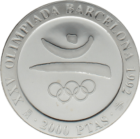 Moneda Juan Carlos I 2000 Pesetas Plata 1990 27 g