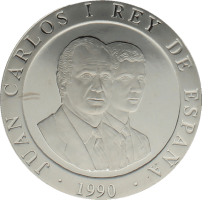 Moneda Juan Carlos I 2000 Pesetas Plata 1990 27 g