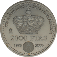 Moneda Juan Carlos I 2000 Pesetas Plata 2000 27 g