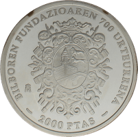 Moneda Juan Carlos I 2000 Pesetas Plata 2000 27 g