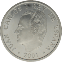 Moneda Juan Carlos I 2000 Pesetas Plata 2001 27 g