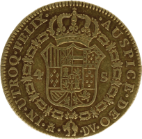 Moneda Carlos III 4 Escudos Oro 1787 Madrid DV 13,39 g
