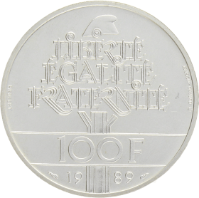 Moneda Francia 100 Francs Derechos Humanos Plata 1989 30 g