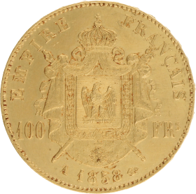 Moneda Francia 100 Francs 900 milésimas Oro 1858 32,23 g