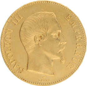 Moneda Francia 100 Francs 900 milésimas Oro 1858 32,23 g