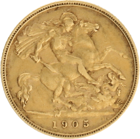 Moneda Reino Unido 1/2 Libra Oro 1905 3,96 g