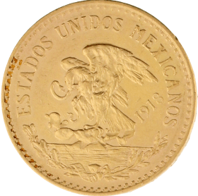 Moneda México 20 Pesos Calendario Azteca Oro 1918 16,46 g