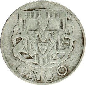 Moneda Portugal 5 Escudos Plata 1947 6,88 g