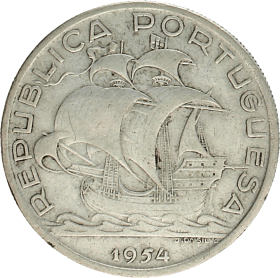 Moneda Portugal 10 Escudos Plata 1954 12,47 g