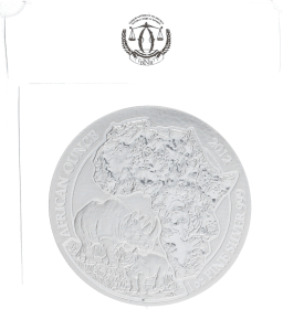 Moneda Ruanda 50 Francs Anafaranga Rinoceronte Blister original Plata 2012 31,10 g