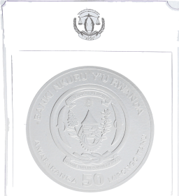 Moneda Ruanda 50 Francs Anafaranga Rinoceronte Blister original Plata 2012 31,10 g
