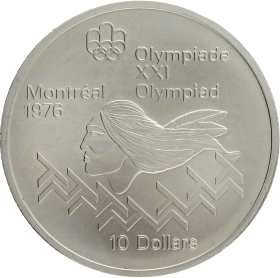 Moneda Canadá 10 Dollars XXI Olimpiada Montreal Plata 1975 48,74 g