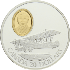 Moneda Canadá 20 Dollars Curtiss JN-4 Cannuck Plata 1992 31,10 g