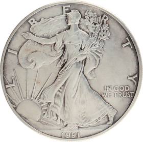 Moneda Estados Unidos 1 Dollar Eagle Plata 1991 31,10 g
