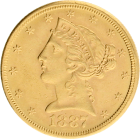 Moneda Estados Unidos 5 Dollars Liberty Oro 1887 8,35 g