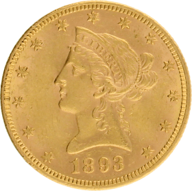 Moneda Estados Unidos 10 Dollars Liberty Oro 1893 Philadelphia 16,72 g