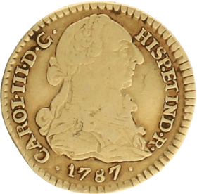 Moneda Carlos III 1 Escudo Oro 1787 Popayan SF 3,35 g