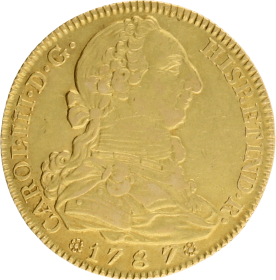 Moneda Carlos III 4 Escudos Oro 1787 Madrid DV 13,46 g