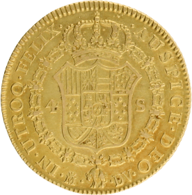 Moneda Carlos III 4 Escudos Oro 1787 Madrid DV 13,46 g