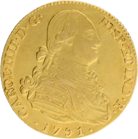 Moneda Carlos III 4 Escudos Oro 1791 Madrid MF 13,52 g