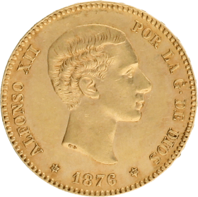 Moneda Alfonso XII 25 Pesetas Oro 1876 8,06 g