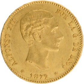 Moneda Alfonso XII 25 Pesetas Oro 1877 8,06 g
