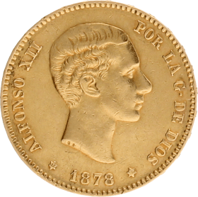 Moneda Alfonso XII 25 Pesetas Oro 1878 8,03 g
