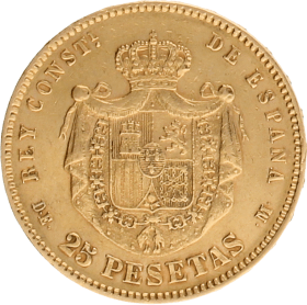 Moneda Alfonso XII 25 Pesetas Oro 1878 8,03 g