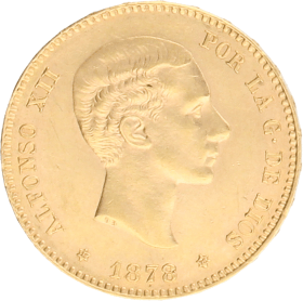 Moneda Alfonso XII 25 Pesetas Oro 1878 8,08 g