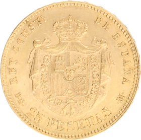 Moneda Alfonso XII 25 Pesetas Oro 1878 8,08 g