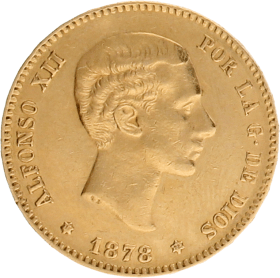 Moneda Alfonso XII 25 Pesetas Oro 1878 8,02 g