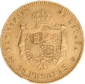Moneda Alfonso XII 25 Pesetas Oro 1878 8,02 g