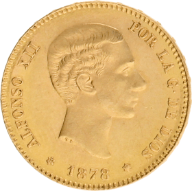 Moneda Alfonso XII 25 Pesetas Oro 1878 8,06 g