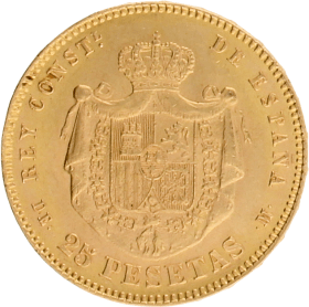 Moneda Alfonso XII 25 Pesetas Oro 1878 8,06 g