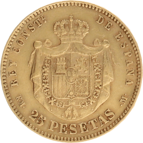Moneda Alfonso XII 25 Pesetas Oro 1879 8,04 g