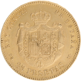 Moneda Alfonso XII 25 Pesetas Oro 1879 8,05 g