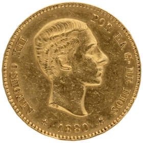 Moneda Alfonso XII 25 Pesetas Oro 1880 8,04 g