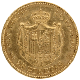 Moneda Alfonso XII 25 Pesetas Oro 1880 8,04 g