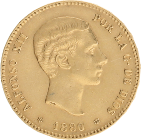 Moneda Alfonso XII 25 Pesetas Oro 1880 8,06 g