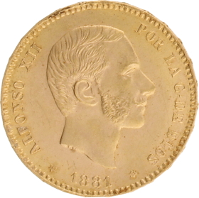 Moneda Alfonso XII 25 Pesetas Oro 1881 8,05 g