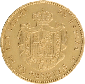 Moneda Alfonso XII 25 Pesetas Oro 1881 8,06 g