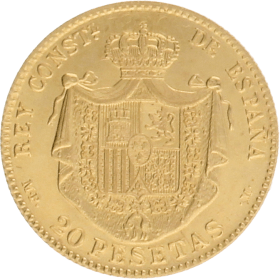 Moneda Estado Español 20 Pesetas Oro 1896 Madrid MPM 6,40 g