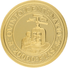 Moneda Juan Carlos I 20.000 Pesetas. Quinto centenario serie IV Oro 1992 6,70 g