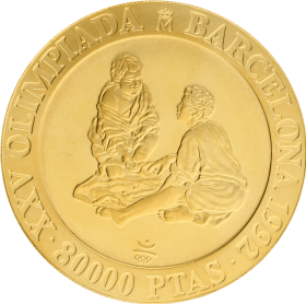 Moneda Juan Carlos I 80.000 Pesetas. Niños jugando Oro 1992 26,93 g